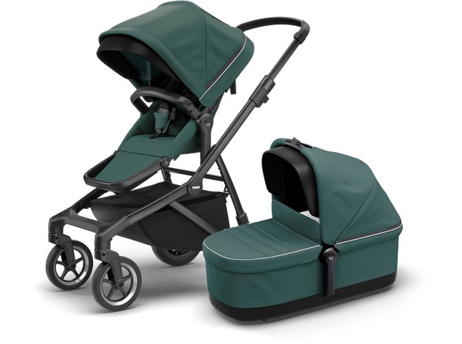 Stroller with bassinet Thule Sleek (Mallard Green on Black) 670x500 - Фото