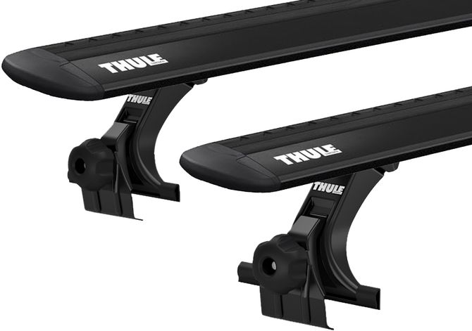 Rain gutters roof rack (15cm) Thule Wingbar Evo Black for Lada 2108; 2109; 21099; 2115 (mkI) 1984-2014 670:500 - Фото