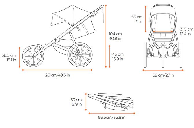 Детская коляска с люлькой Thule Glide 2 (Jet Black) 670:500 - Фото 5