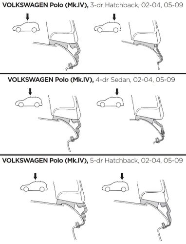 Монтажний комплект Thule 1589 для Volkswagen Polo (mk IV)(хетчбек і седан) 2002-2009 670:500 - Фото 2