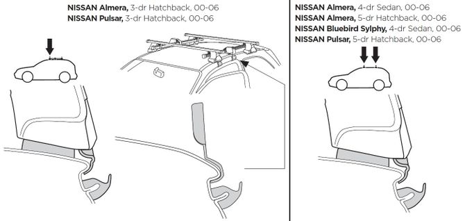 Монтажный комплект Thule 1197 для Nissan Almera (N16) 2000-2006 670:500 - Фото 2