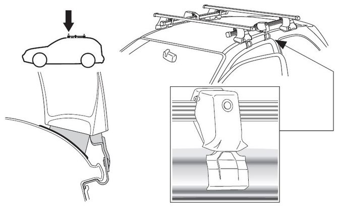 Fit Kit Thule 1366 for Mini Cooper (mkI-mkII)(R50; R53; R56)(3 doors hatchback) 2002-2013 670:500 - Фото 2