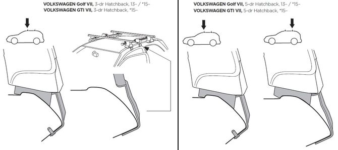 Монтажний комплект Thule 1710 для Volkswagen Golf (mkVII)(хетчбек) 2012-2020 670:500 - Фото 2