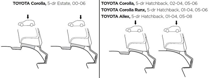Монтажний комплект Thule 1205 для Toyota Corolla (mkIX)(E120)(хетчбэк і універсал) 2000-2007 670:500 - Фото 2